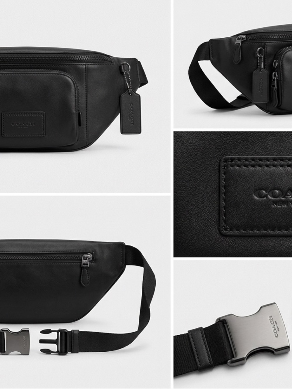Coach Black Leather Crossbody Belt Bag